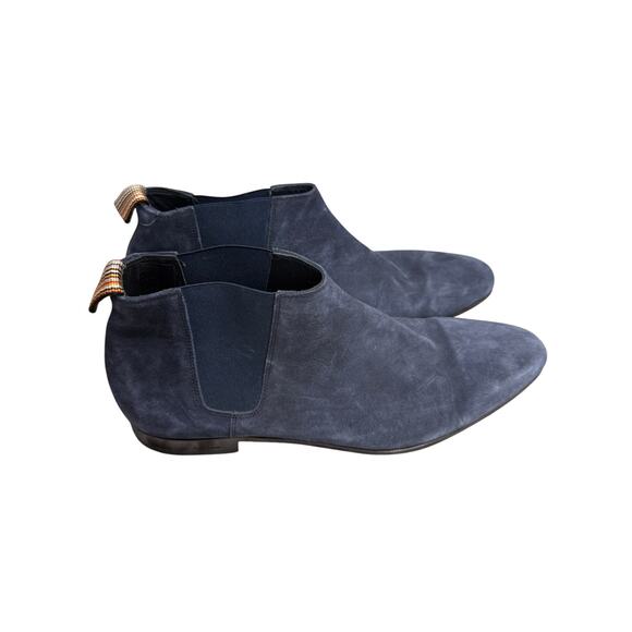 Paul Smith Suede Boots Men 10.5 Navy Blue Chelsea Pointed Toe Made in Italy - Picture 1 of 8